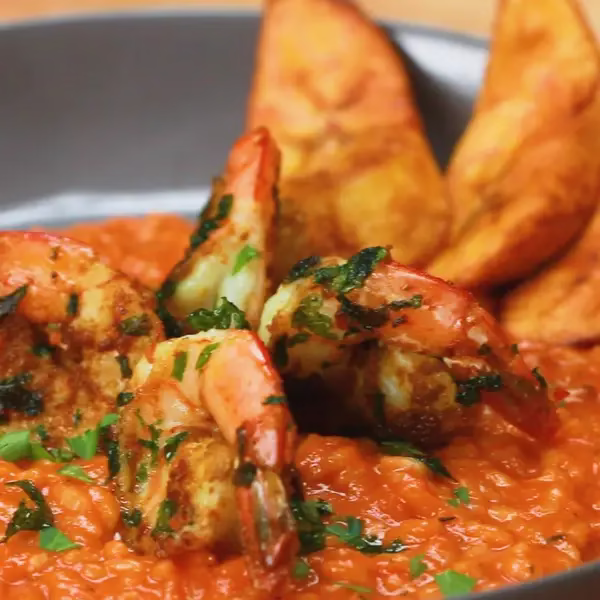 Risotto aux Crevettes Épicées au Suya