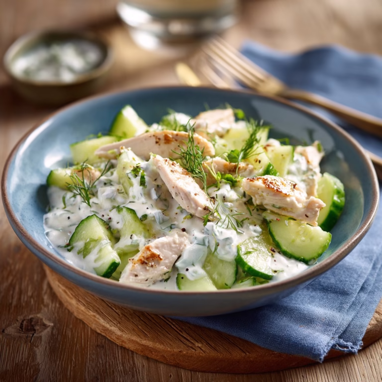 Salade Croquante au Poulet et Concombre