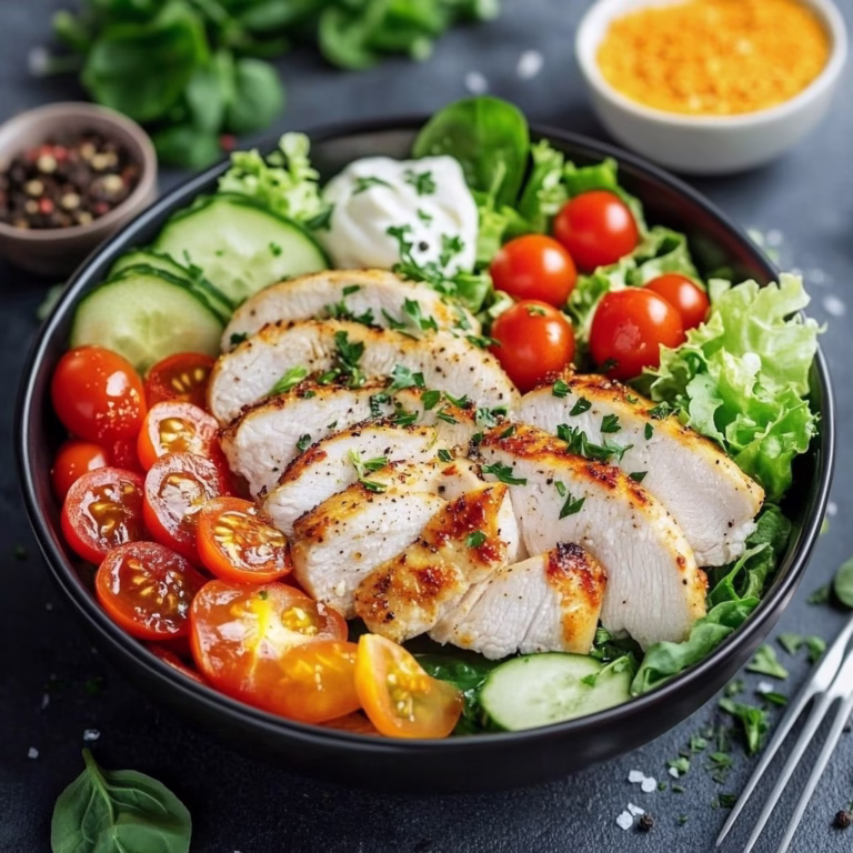 Salade Fraîcheur au Poulet, Concombre et Yaourt