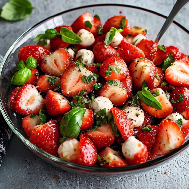 Salade de Fraises, Mozzarella et Basilic