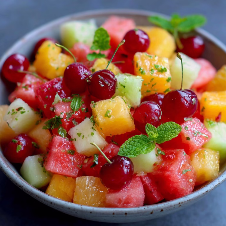 Salade de Fruits au Melon, Cerises et Citron Vert
