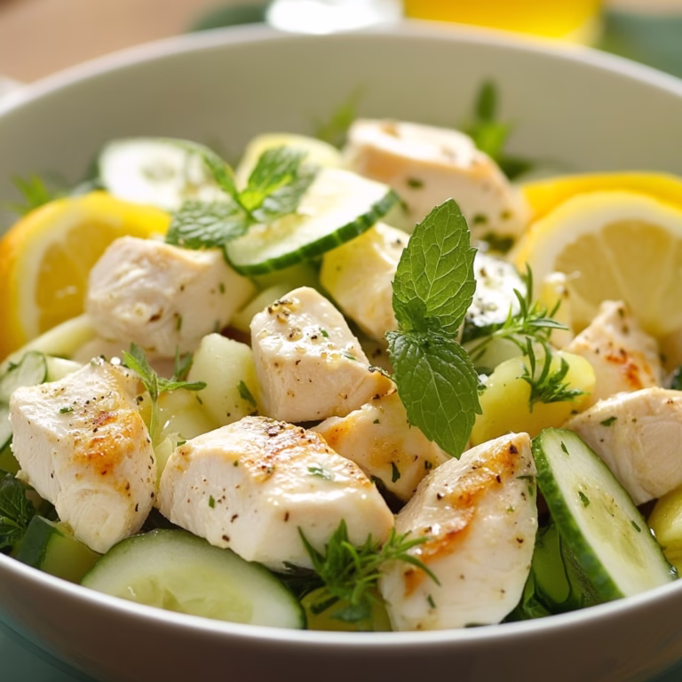 Salade de Poulet, Concombre et Yaourt Citronné