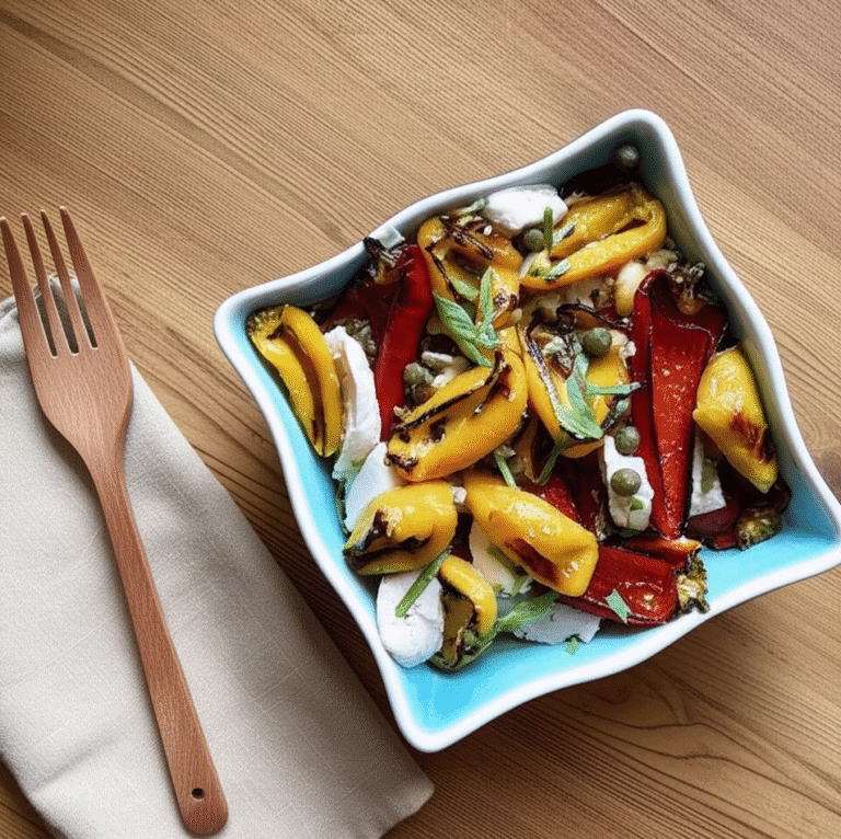 Salade d'Aubergines et Poivrons Rôtis à la Mozzarella