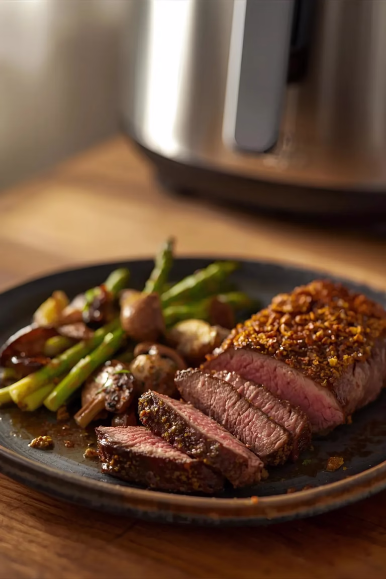 Bavette Chapelure Persillée, Trio de Légumes Gourmands Champignons - Asperges - Artichauts