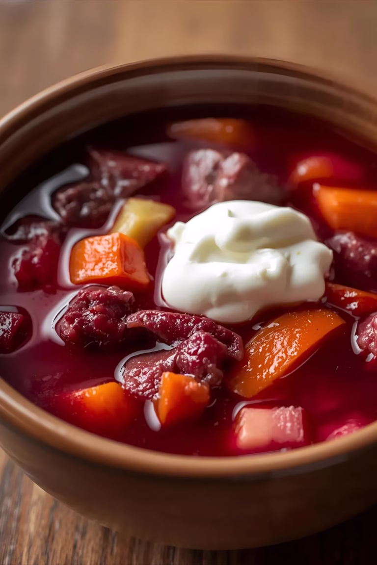 Bortsch Traditionnel (Soupe Russe à la Betterave et au Bœuf)