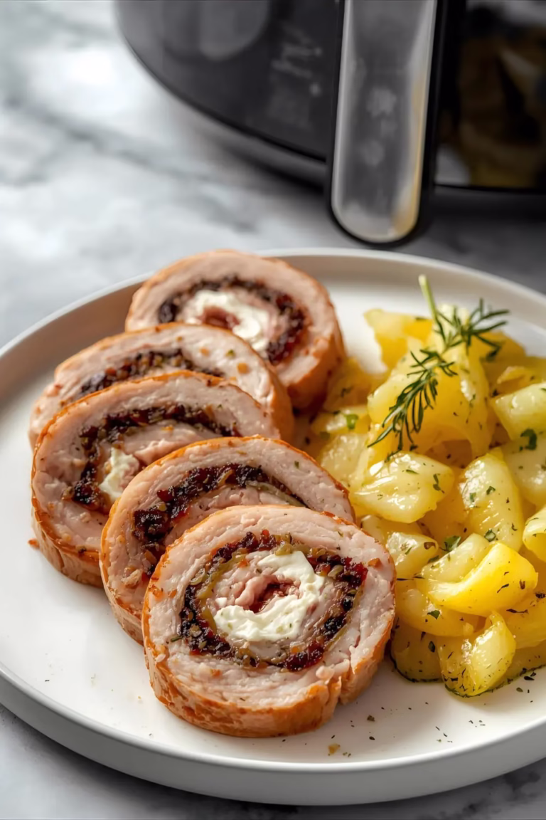 ESCALOPE DE DINDE ROULÉE, RICOTTA & TAPENADE COURGETTES FONDANTES À LA SARIETTE