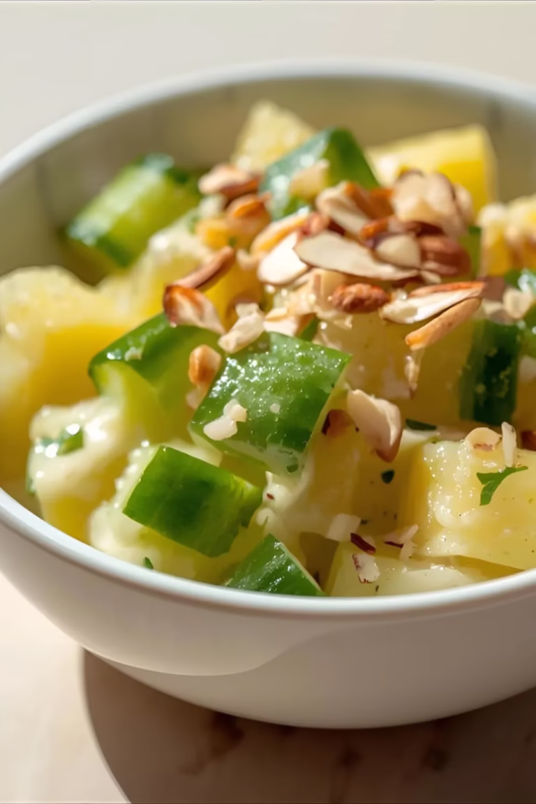 Salade Fraîche d'Ananas, Concombre et Amandes