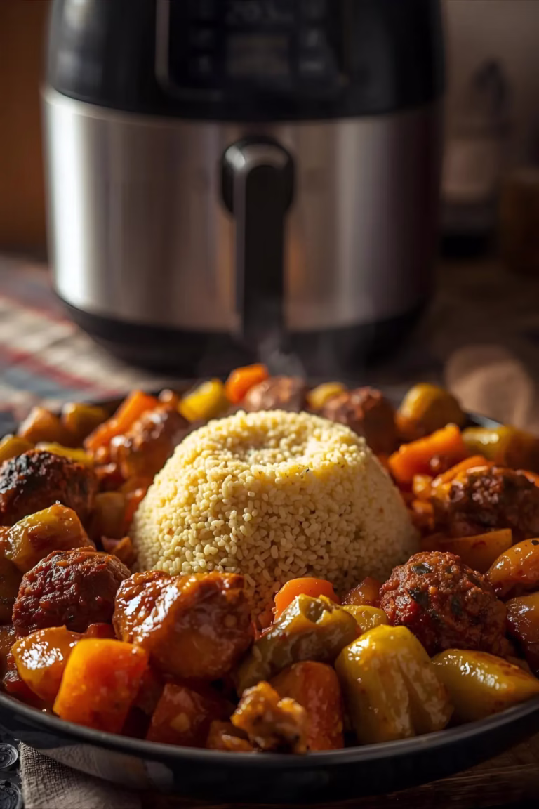COUSCOUS AUX TROIS VIANDES, POULET - MERGUEZ - BOULETTE LÉGUMES RAZ EL HANOUT