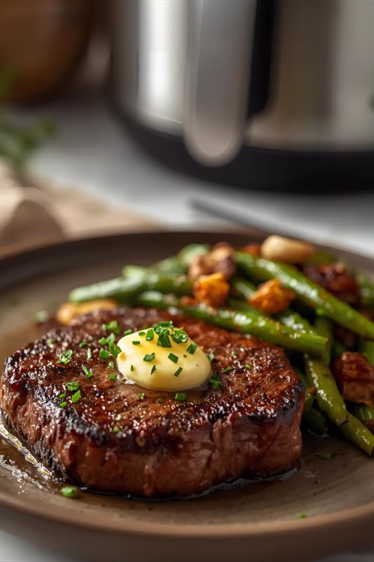 Pavés de Boeuf Poivre & Sel, Haricots Verts aux Échalotes