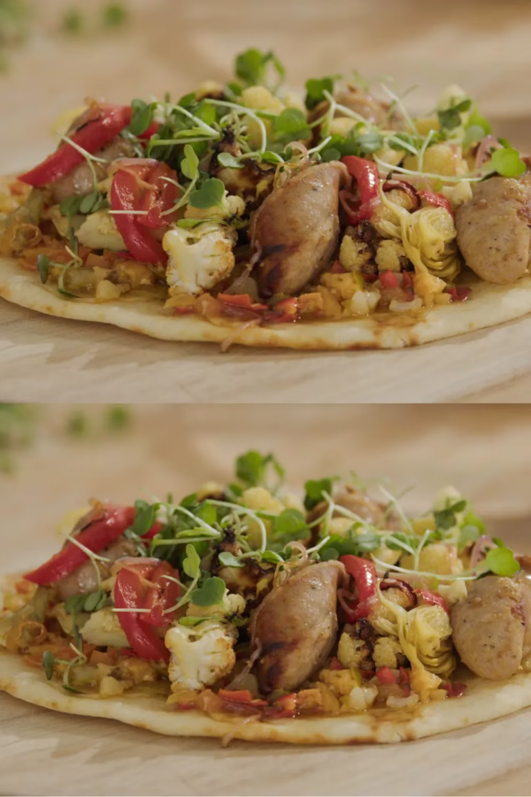 Naan aux saucisses italiennes braisées aux légumes à la friteuse à air