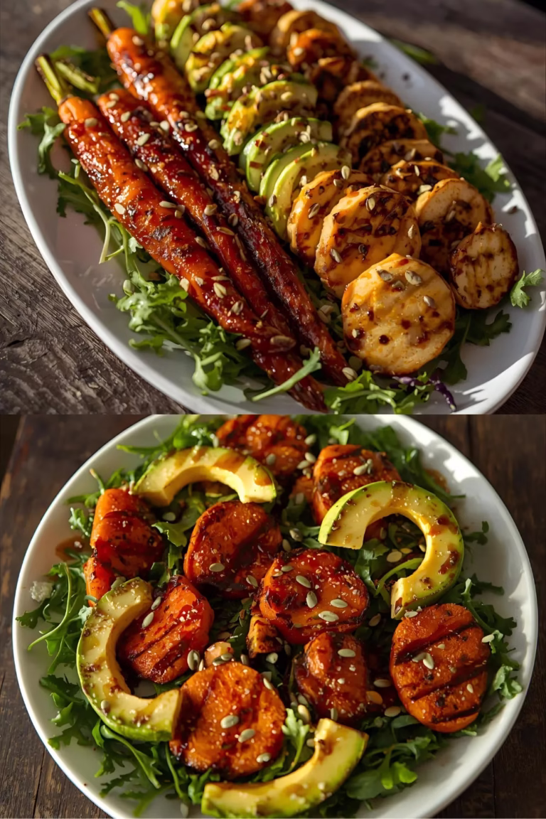 Salade de carottes caramélisées, halloumi grillé et avocat à la friteuse à air