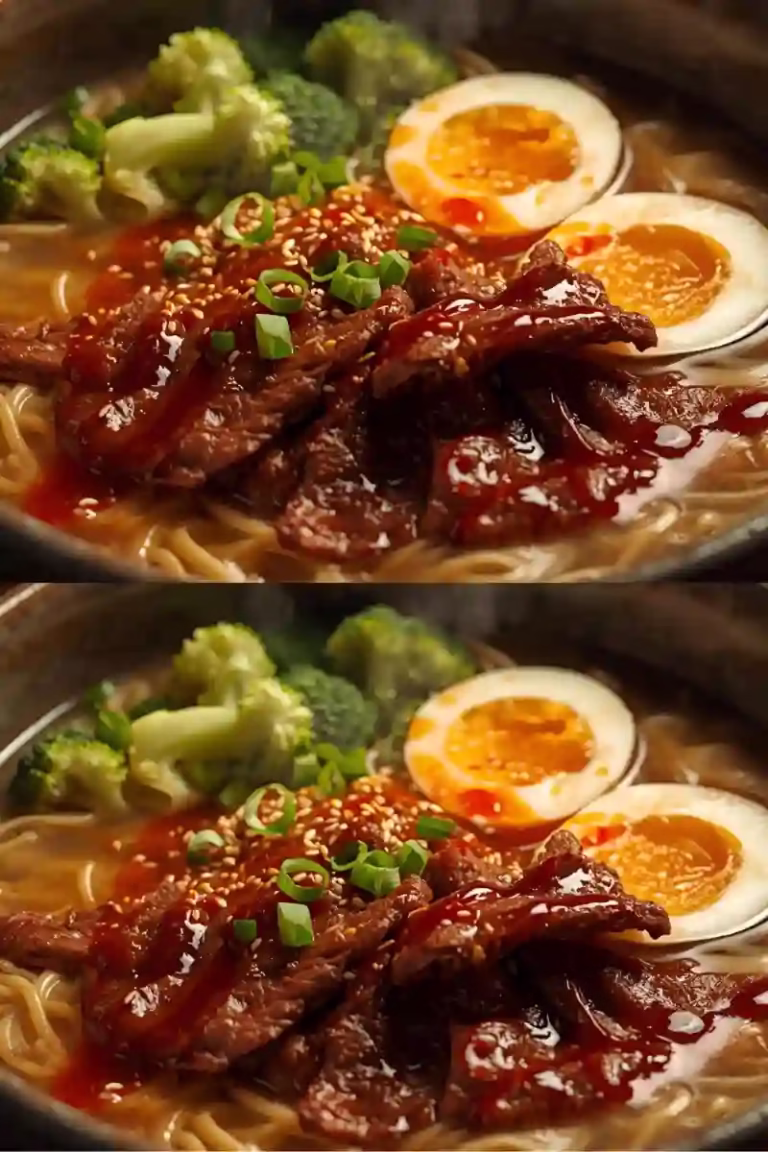 Soupe ramen et jerky de boeuf teriyaki
