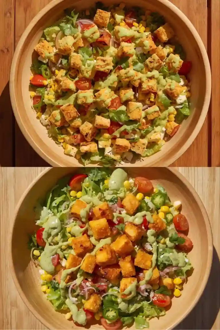 Salade colorée avec feta croustillant et maïs