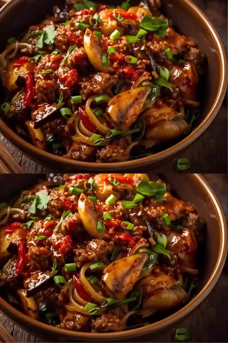 Sauté épicé de bœuf haché et aubergine