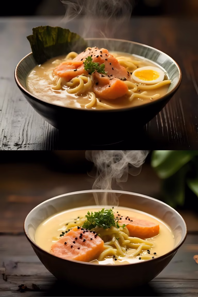 Ramen crémeux au saumon et deux fromages