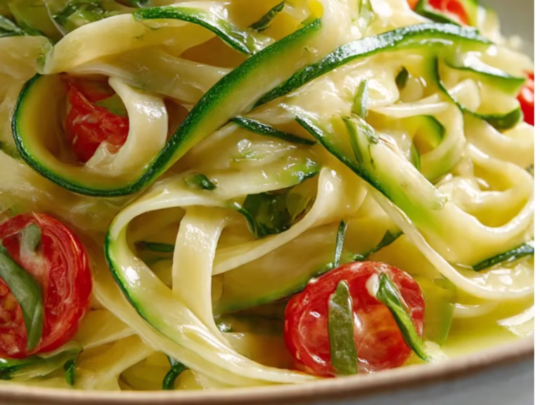 Pâtes aux rubans de courgettes