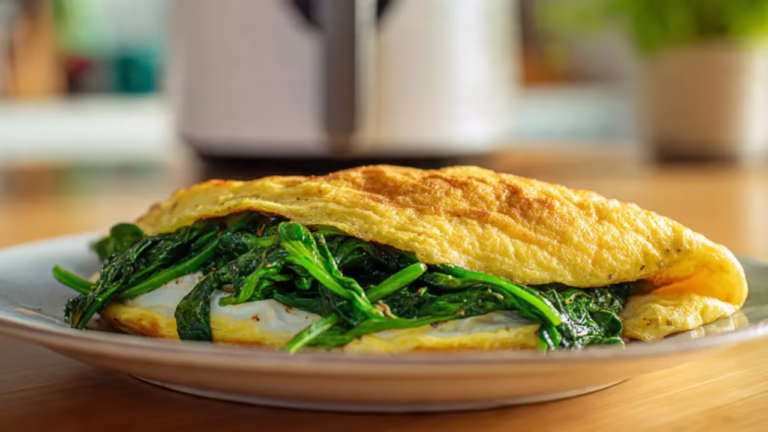 Omelette de blancs d'œufs aux épinards​