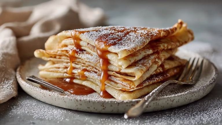 Crêpes moelleuses maison avec caramel au beurre salé