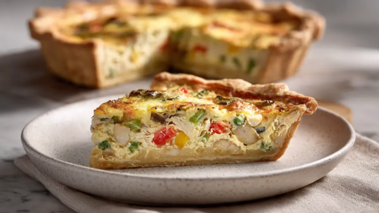 Quiche aux légumes et poulet : la recette facile (dîner complet) avec pâte croustillante