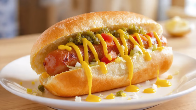 Hot-dog tout garni sauce spéciale