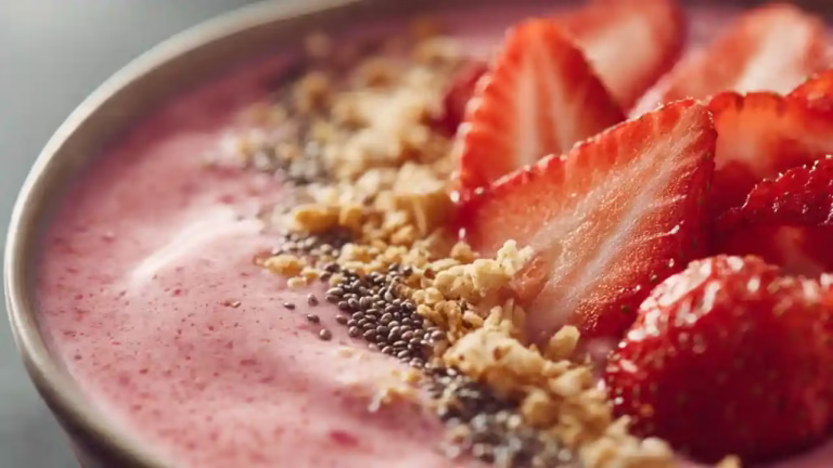 Smoothie bowl protéiné aux fraises
