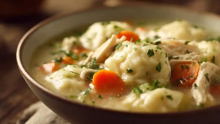 Soupe aux dumplings de poulet